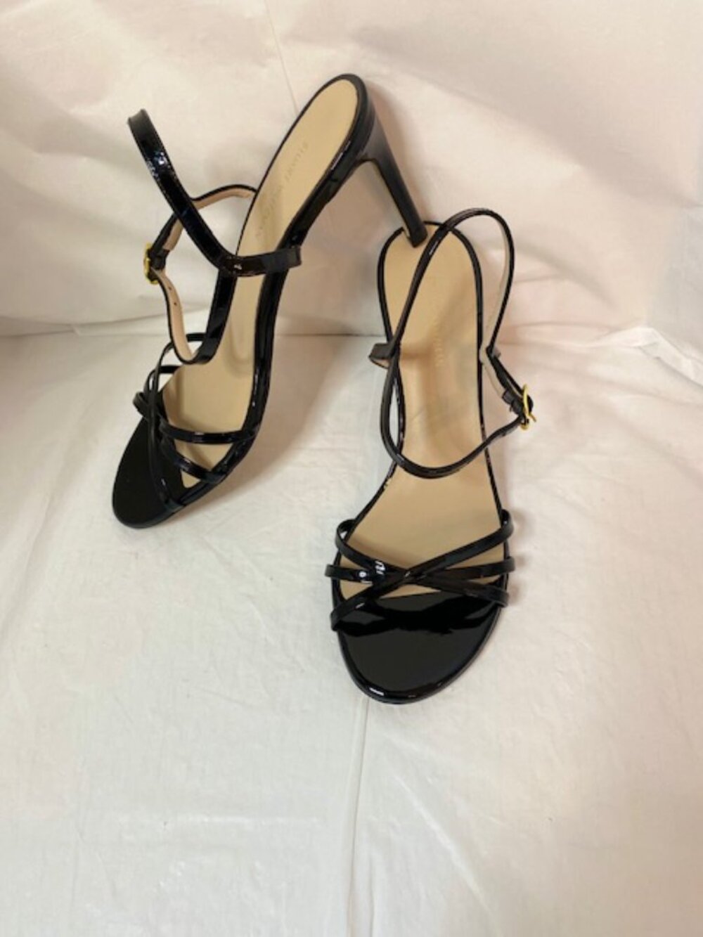 Stuart Weitzman Black Patent Leather Strappy Slingback Heels – Size 7.5B - Picture 3 of 11